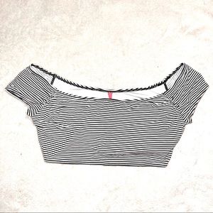 Victoria' Secret Off-The-Shoulder Striped Swim Top (NWOT)